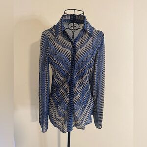 Kate Moss Top Shop Silk Ruched Button Down Blouse Size 8